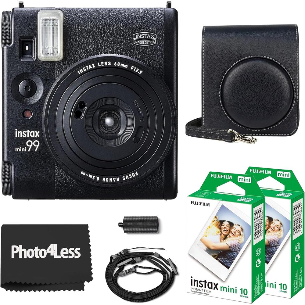 CÁMARA FUJIFILM INSTANTÁNEA INSTAX MINI 99 C/20 HOJAS Y ESTUCHE SET 3 PZS | NEGRO - 1