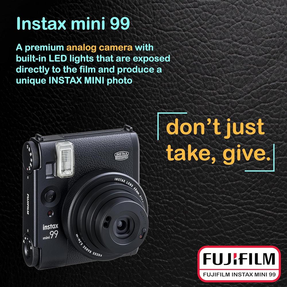 CÁMARA FUJIFILM INSTANTÁNEA INSTAX MINI 99 C/20 HOJAS Y ESTUCHE SET 3 PZS | NEGRO - 3