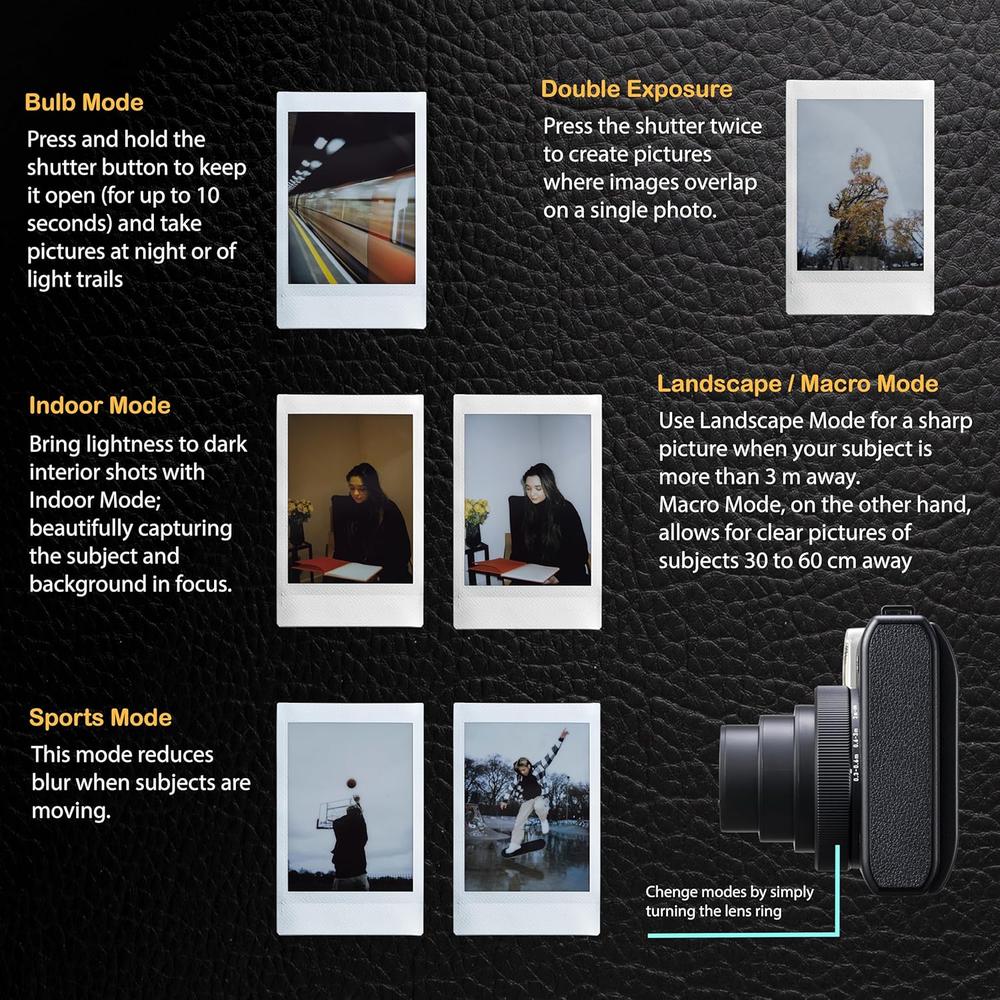 CÁMARA FUJIFILM INSTANTÁNEA INSTAX MINI 99 C/20 HOJAS Y ESTUCHE SET 3 PZS | NEGRO - 4