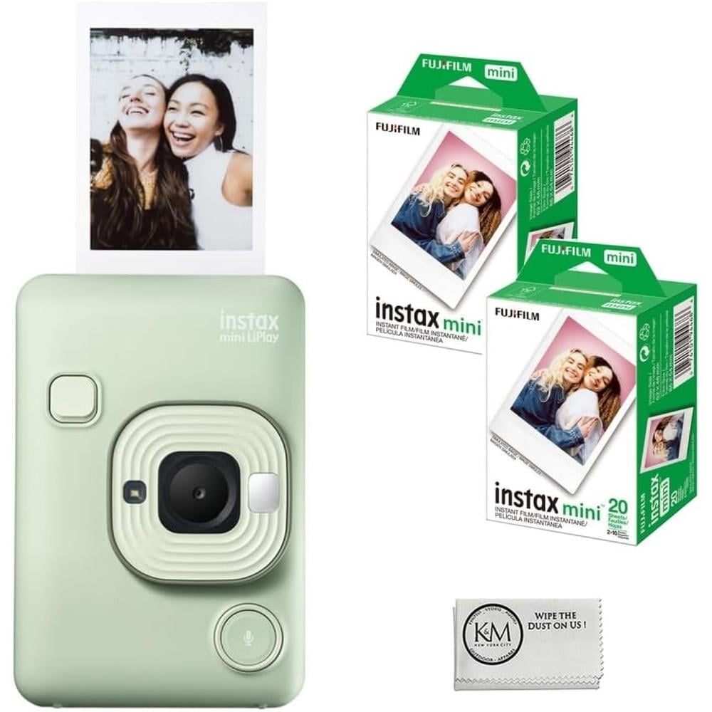 CÁMARA FUJIFILM HÍBRIDA INSTAX MINI LIPLAY C/40 EXP. Y PAÑO SET 3 PZS | VERDE - 1