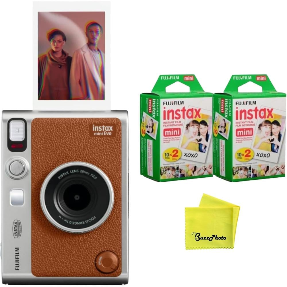 CÁMARA FUJIFILM HÍBRIDA INSTAX MINI EVO C/2 PACKS DE PELÍCULA SET 3 PZS | MARRÓN - 1