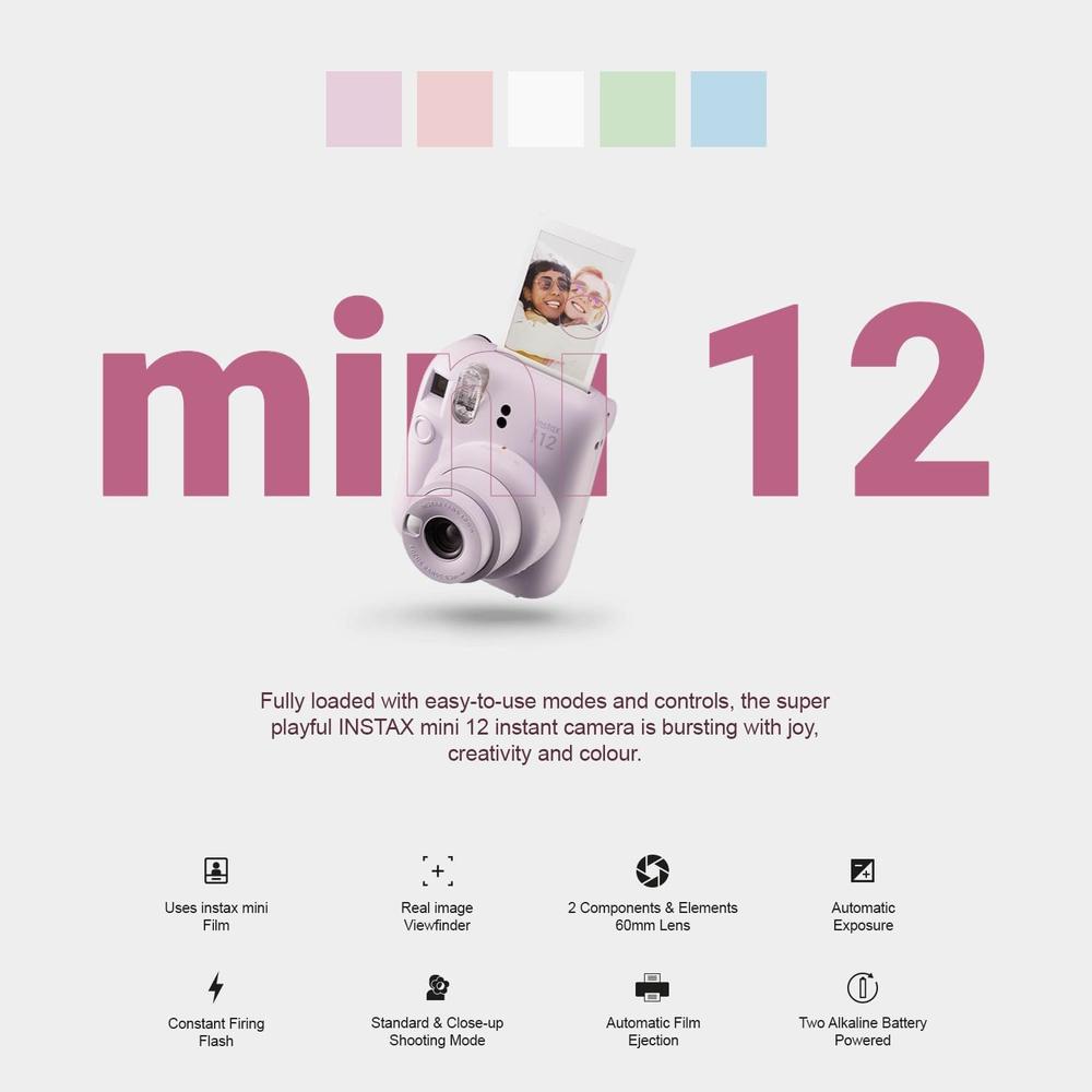 CÁMARA FUJIFILM INSTANTÁNEA INSTAX MINI 12 C/40 HOJAS ESTUCHE ÁLBUM FILTROS Y ACC. SET 6 PZS | VERDE MENTA - 2