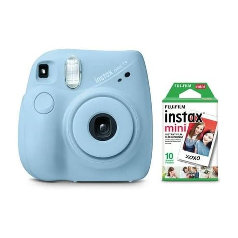 CÁMARA FUJIFILM INSTANTÁNEA INSTAX MINI 7+ C/10 HOJAS SET 2 PZS | AZUL CLARO - 1