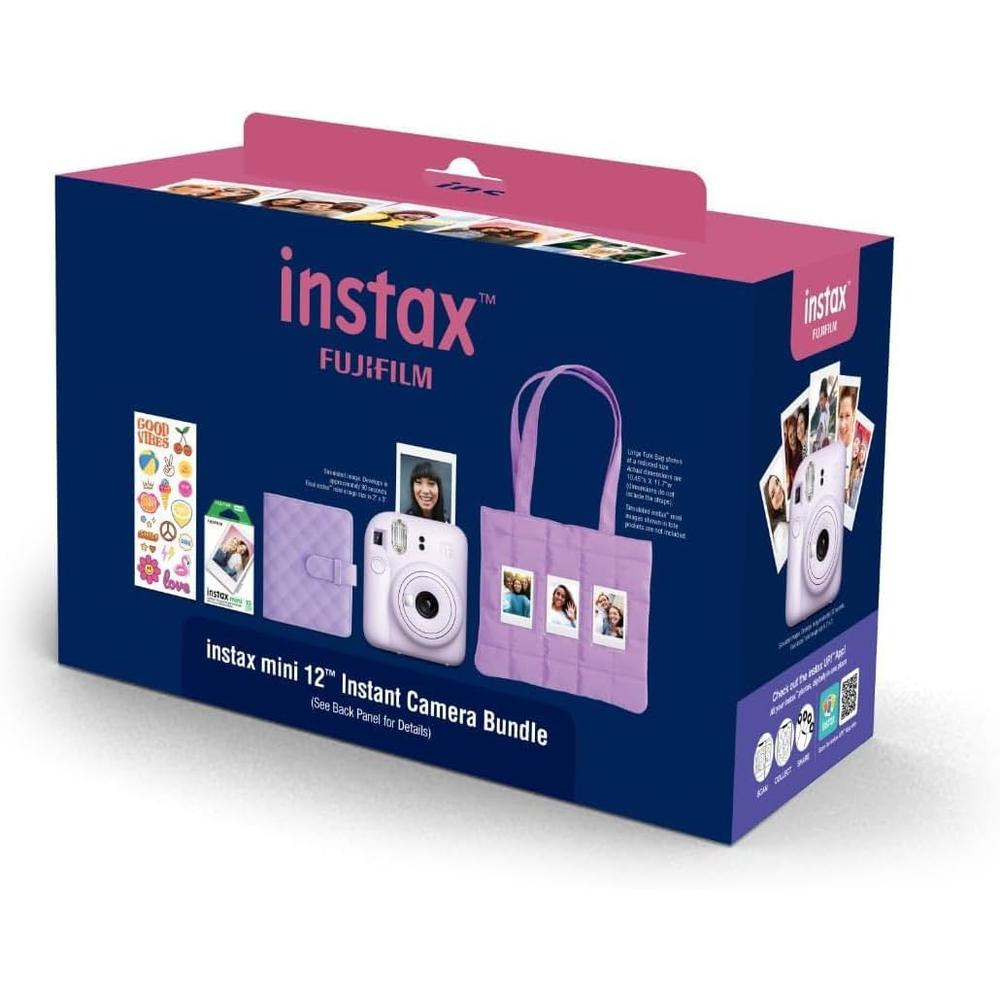 CÁMARA FUJIFILM INSTANTÁNEA INSTAX MINI 12 PAQ. NAVIDEÑO 2025 C/20 HOJAS ESTUCHE Y PAÑO SET 4 PZS | MORADO - 4