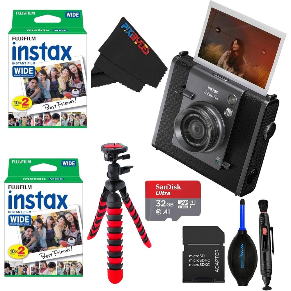 CÁMARA FUJIFILM HÍBRIDA INSTAX WIDE EVO C/2 TWIN PACKS Y KIT REGALO SET 3 PZS | NEGRO - 1