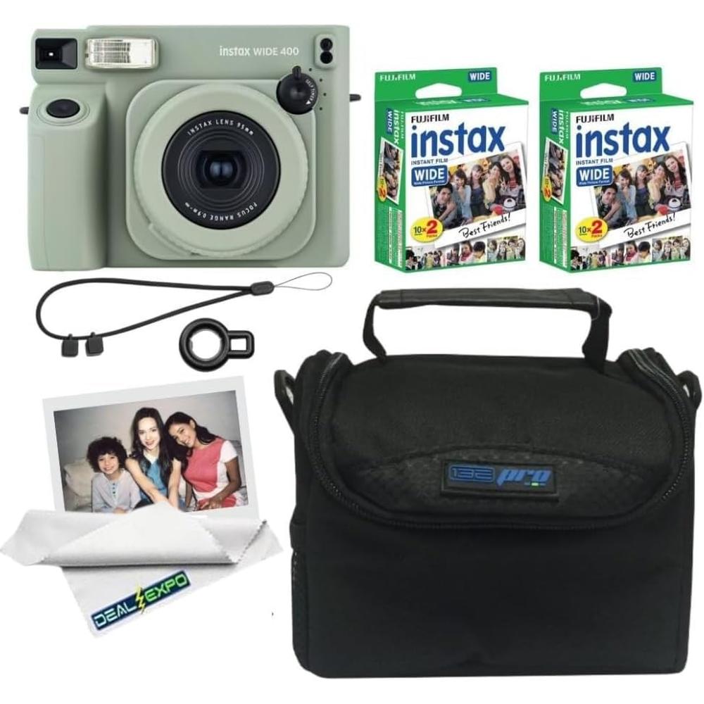 CÁMARA FUJIFILM INSTANTÁNEA INSTAX WIDE 400 C/2 TWIN PACKS Y BOLSO SET 4 PZS | VERDE SAGE - 1