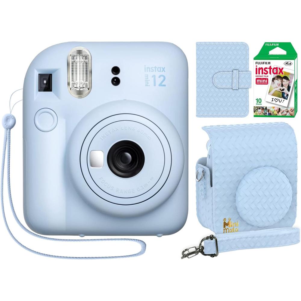 CÁMARA FUJIFILM INSTANTÁNEA INSTAX MINI 12 C/10 HOJAS ESTUCHE MINIMATE Y ÁLBUM SET 4 PZS | AZUL PASTEL - 1