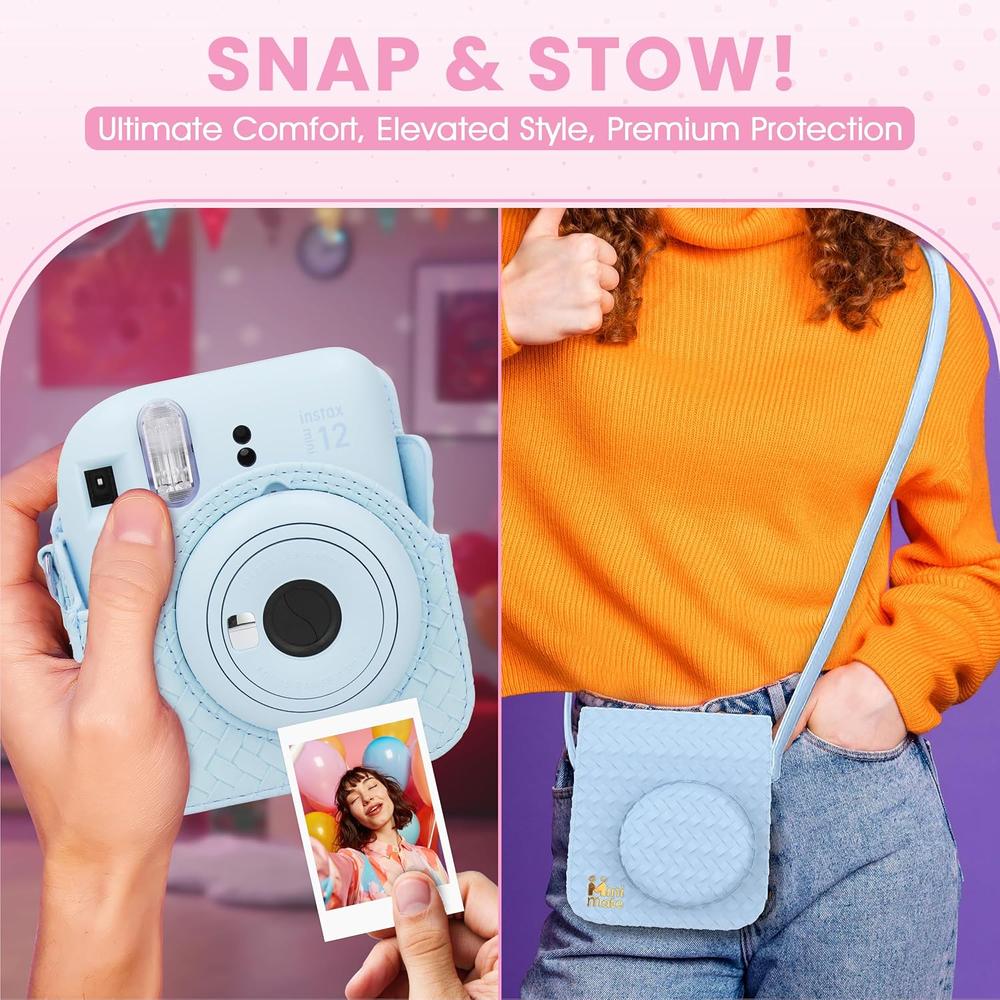 CÁMARA FUJIFILM INSTANTÁNEA INSTAX MINI 12 C/10 HOJAS ESTUCHE MINIMATE Y ÁLBUM SET 4 PZS | AZUL PASTEL - 4