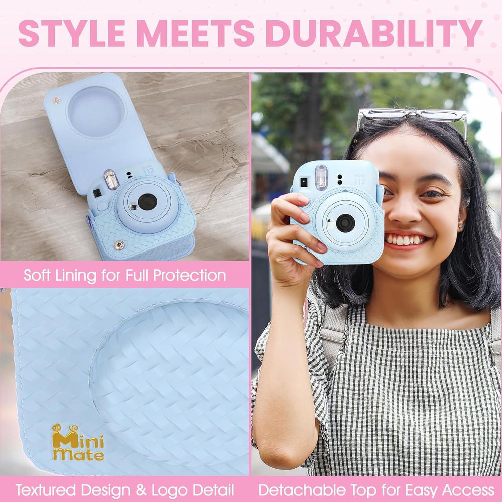 CÁMARA FUJIFILM INSTANTÁNEA INSTAX MINI 12 C/10 HOJAS ESTUCHE MINIMATE Y ÁLBUM SET 4 PZS | AZUL PASTEL - 6