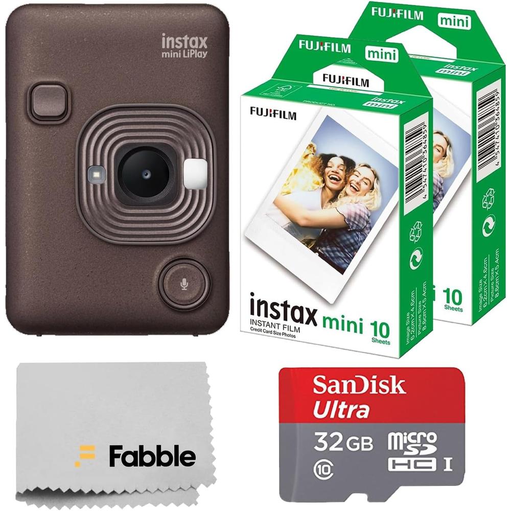 CÁMARA FUJIFILM HÍBRIDA INSTAX MINI LIPLAY C/20 HOJAS MEMORIA 32 GB SET 6 PZS | BRONCE INTENSO - 1