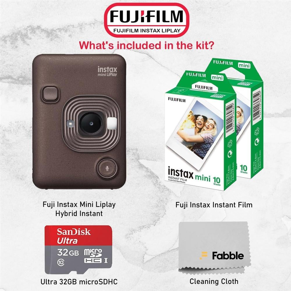 CÁMARA FUJIFILM HÍBRIDA INSTAX MINI LIPLAY C/20 HOJAS MEMORIA 32 GB SET 6 PZS | BRONCE INTENSO - 2