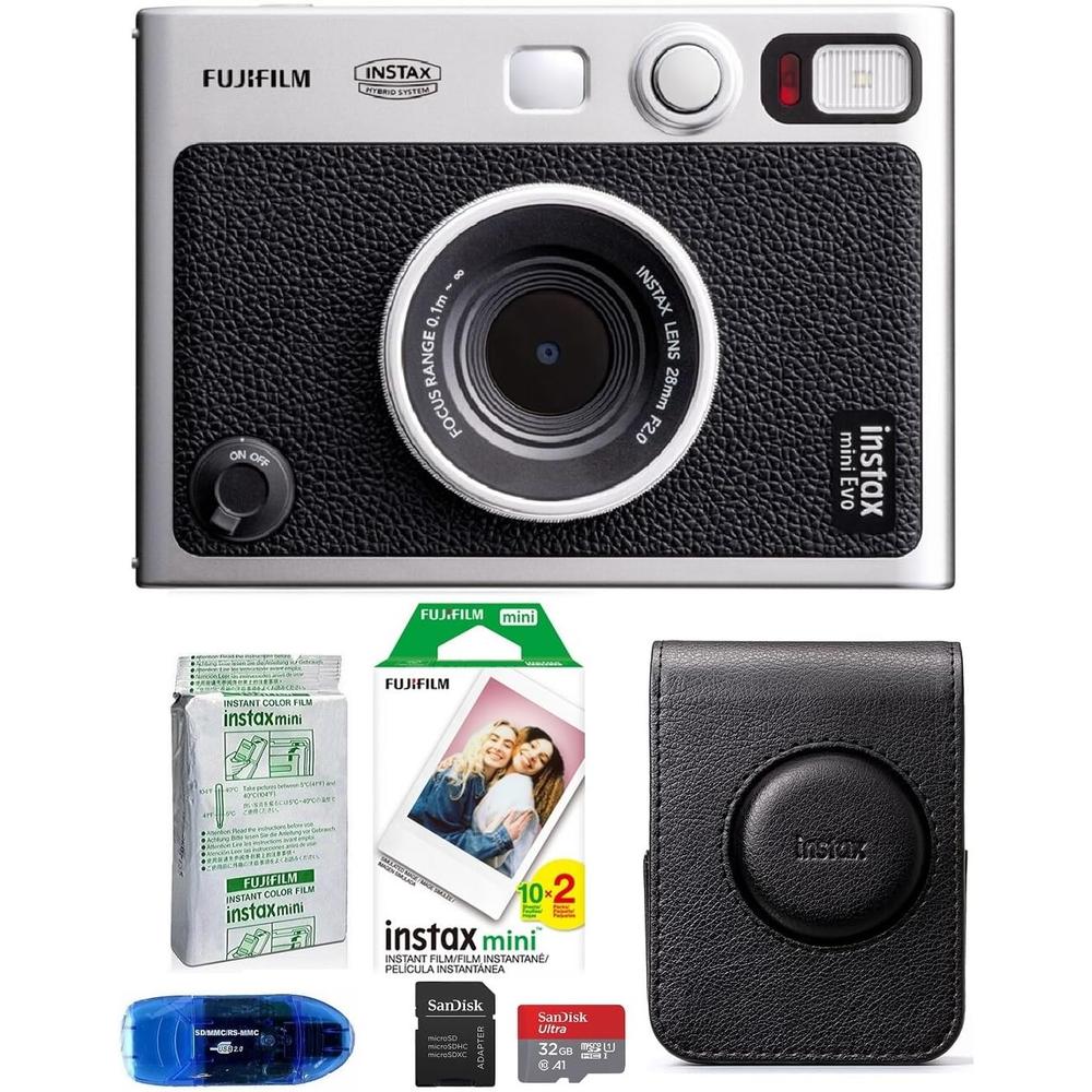 CÁMARA FUJIFILM HÍBRIDA INSTAX MINI EVO C/30 EXP. MEMORIA 32 GB Y ESTUCHE SET 4 PZS | NEGRO - 1