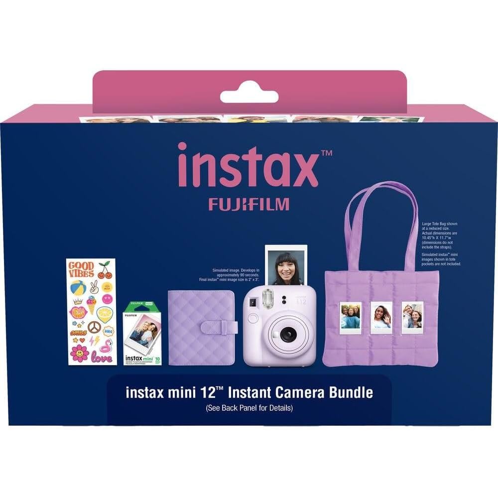 CÁMARA FUJIFILM INSTANTÁNEA INSTAX MINI 12 PAQ. NAVIDEÑO C/2 PACKS DE PELÍCULA Y PAÑO SET 3 PZS | MORADO LILAC - 3