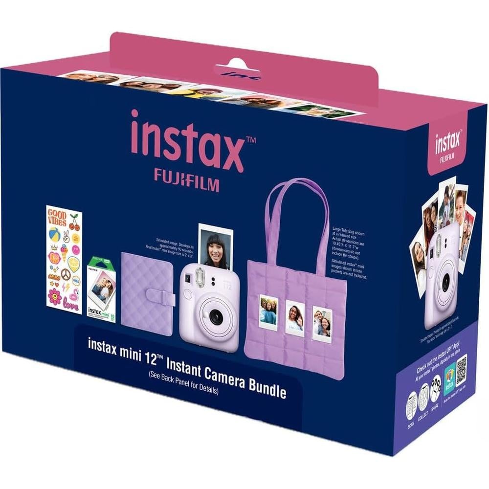 CÁMARA FUJIFILM INSTANTÁNEA INSTAX MINI 12 PAQ. NAVIDEÑO C/2 PACKS DE PELÍCULA Y PAÑO SET 3 PZS | MORADO LILAC - 4