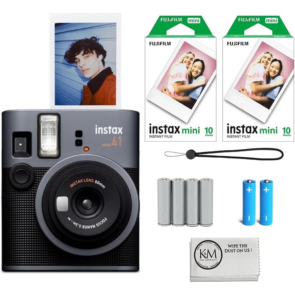 CÁMARA FUJIFILM INSTANTÁNEA INSTAX MINI 41 C/20 EXP. 4 PILAS AA Y PAÑO SET 4 PZS | NEGRO - 1