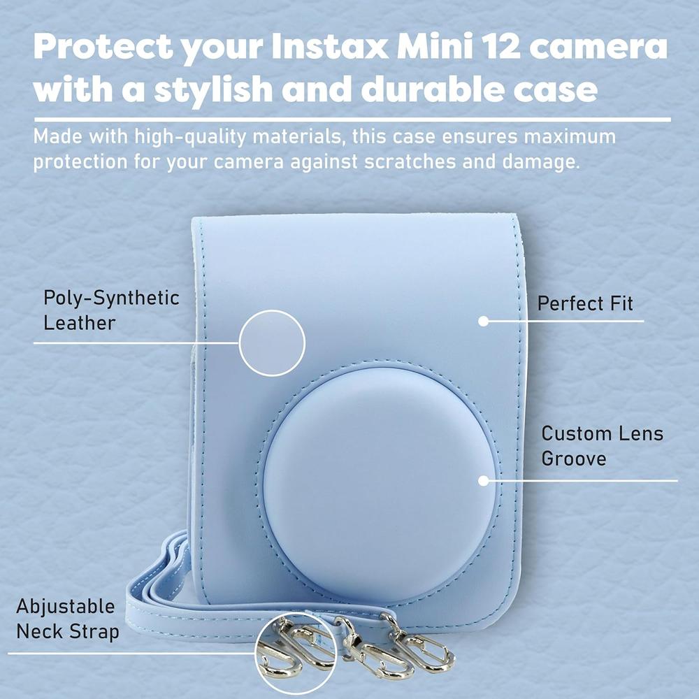 CÁMARA FUJIFILM INSTANTÁNEA INSTAX MINI 12 C/60 HOJAS ESTUCHE CORREA Y ÁLBUM SET 5 PZS | AZUL PASTEL - 4