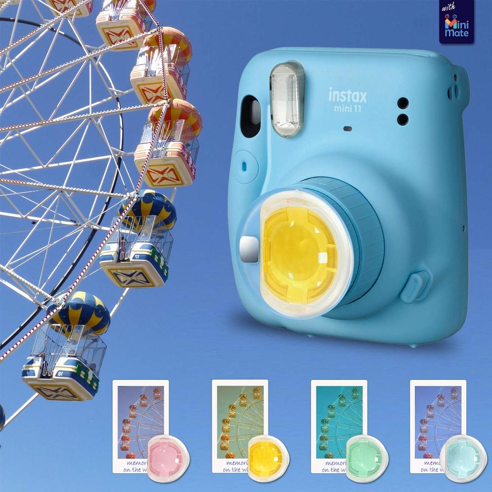 CÁMARA FUJIFILM INSTANTÁNEA INSTAX MINI 11 C/40 HOJAS ESTUCHE MINIMATE FILTROS ÁLBUM Y MARCOS SET 7 PZS | AZUL SKY - 5