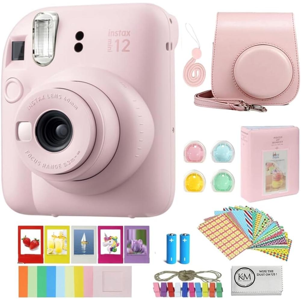CÁMARA FUJIFILM INSTANTÁNEA INSTAX MINI 12 C/ACC. Y PAÑO SET 3 PZS | ROSA BLOSSOM - 1