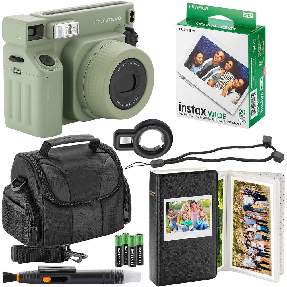 CÁMARA FUJIFILM INSTANTÁNEA INSTAX WIDE 400 C/20 HOJAS ESTUCHE ÁLBUM PILAS Y LÁPIZ LIMPIEZA SET 6 PZS | NEGRO - 1