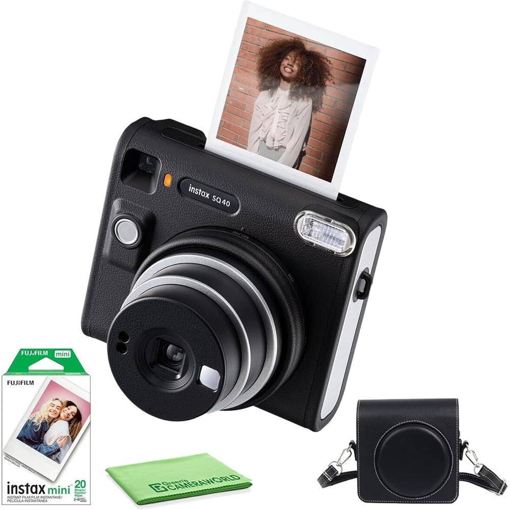 CÁMARA FUJIFILM INSTANTÁNEA INSTAX SQUARE SQ40 C/20 EXP. ESTUCHE Y PAÑO SET 4 PZS | NEGRO VINTAGE - 1
