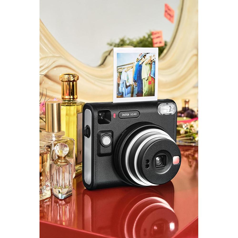 CÁMARA FUJIFILM INSTANTÁNEA INSTAX SQUARE SQ40 C/20 EXP. ESTUCHE Y PAÑO SET 4 PZS | NEGRO VINTAGE - 6