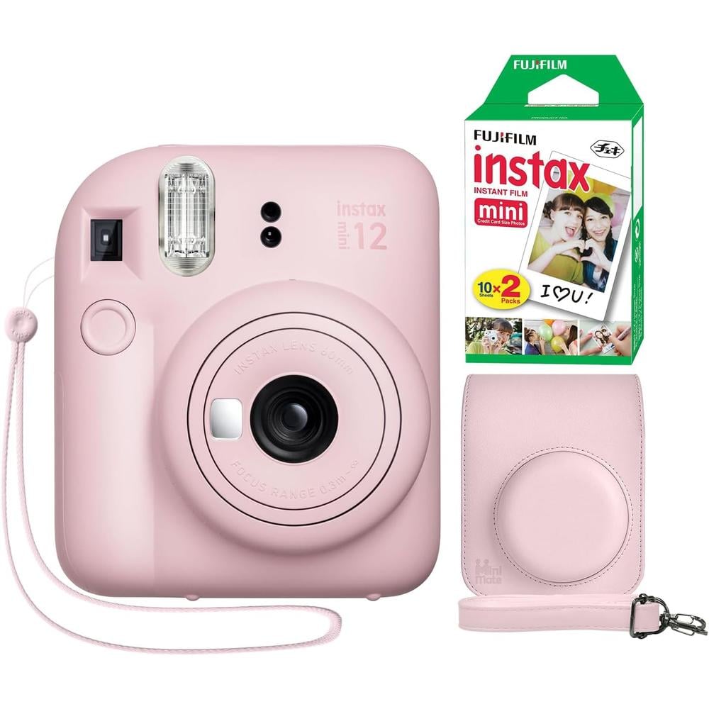 CÁMARA FUJIFILM INSTANTÁNEA INSTAX MINI 12 C/20 HOJAS ESTUCHE MINIMATE SET 3 PZS | ROSA BLOSSOM - 1