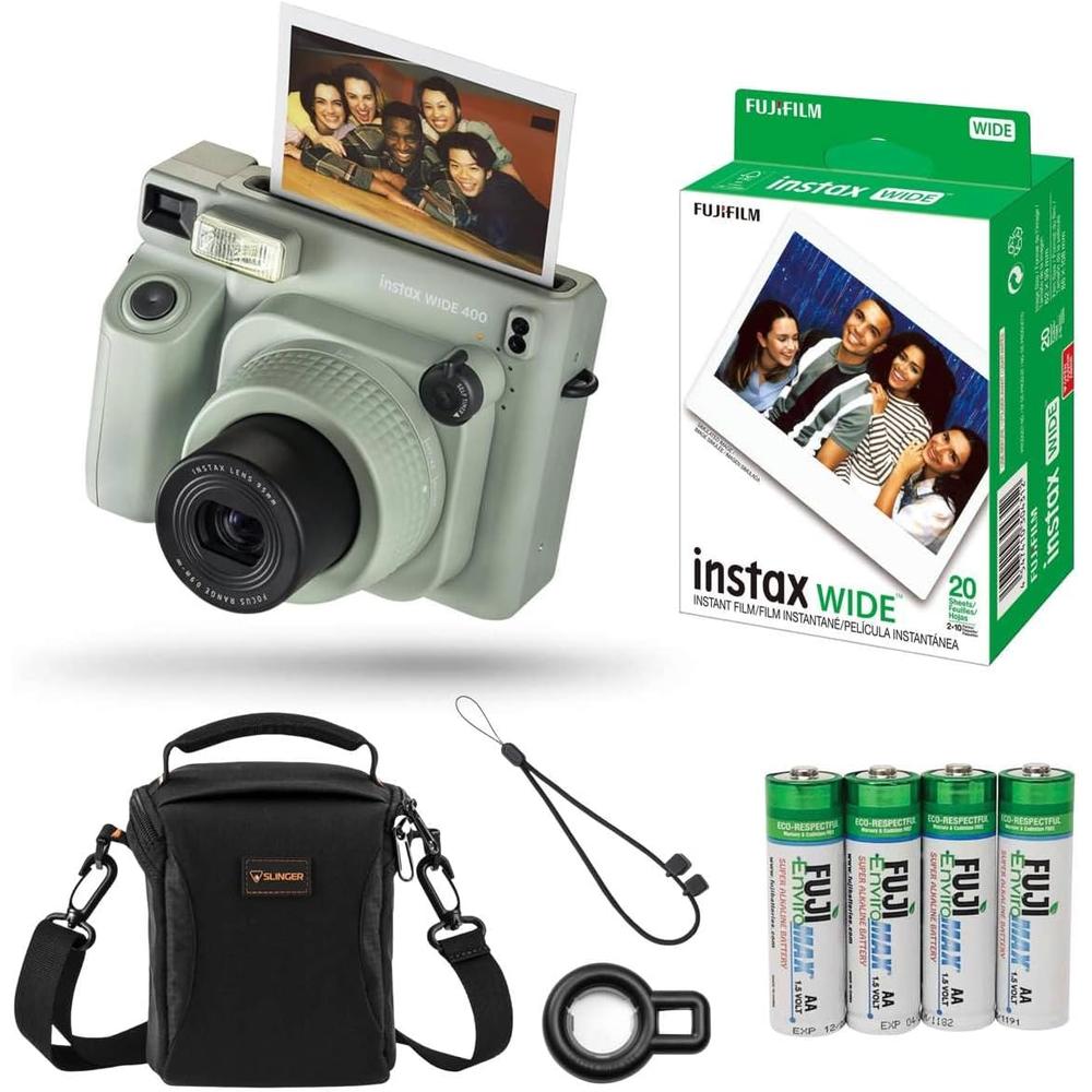 CÁMARA FUJIFILM INSTANTÁNEA INSTAX WIDE 400 C/20 HOJAS Y BOLSO SET 3 PZS | VERDE SAGE - 1