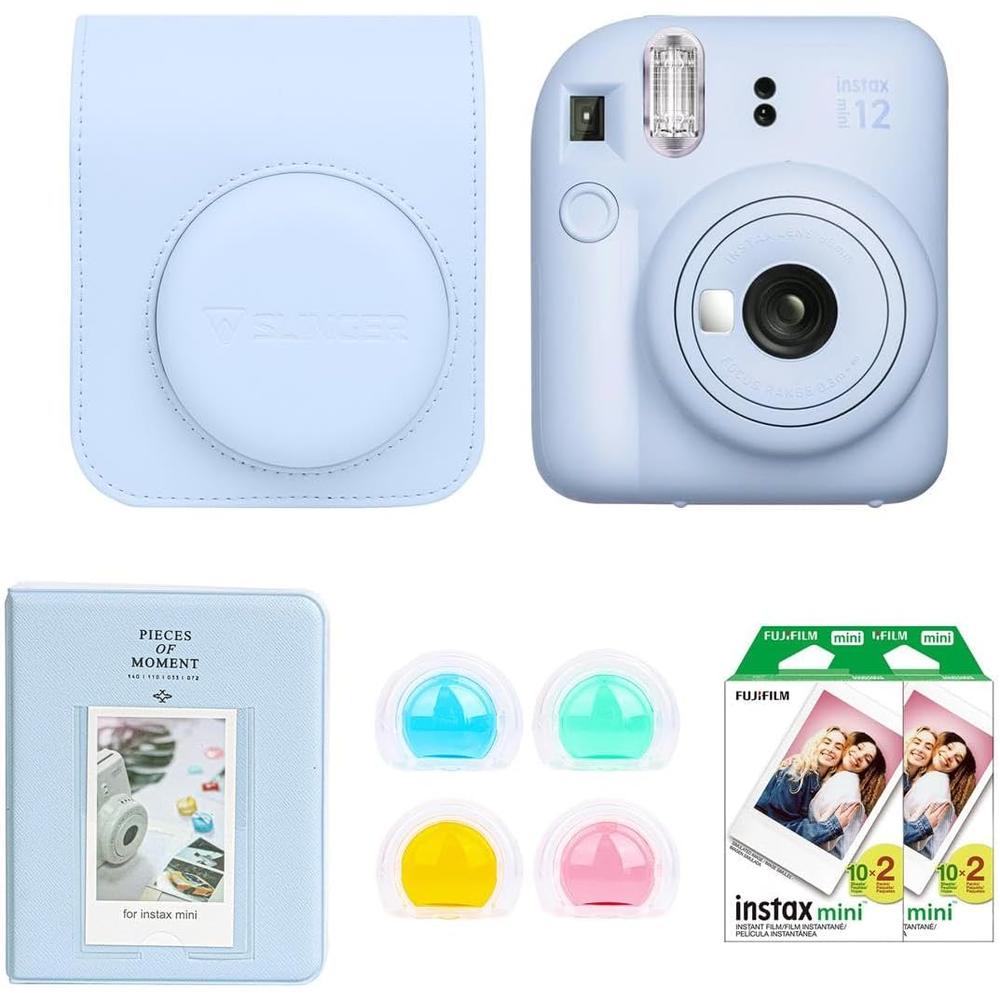 CÁMARA FUJIFILM INSTANTÁNEA INSTAX MINI 12 C/40 EXP. ESTUCHE Y KIT ACC. SET 4 PZS | AZUL PASTEL - 1