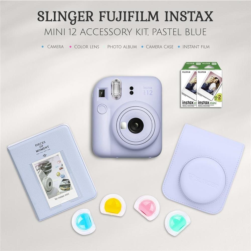 CÁMARA FUJIFILM INSTANTÁNEA INSTAX MINI 12 C/40 EXP. ESTUCHE Y KIT ACC. SET 4 PZS | AZUL PASTEL - 2