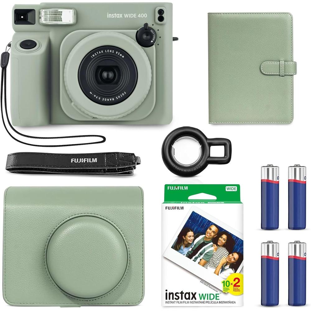CÁMARA FUJIFILM INSTANTÁNEA INSTAX WIDE 400 C/20 EXP. ESTUCHE ÁLBUM Y ACC. SET 5 PZS | VERDE SAGE - 1