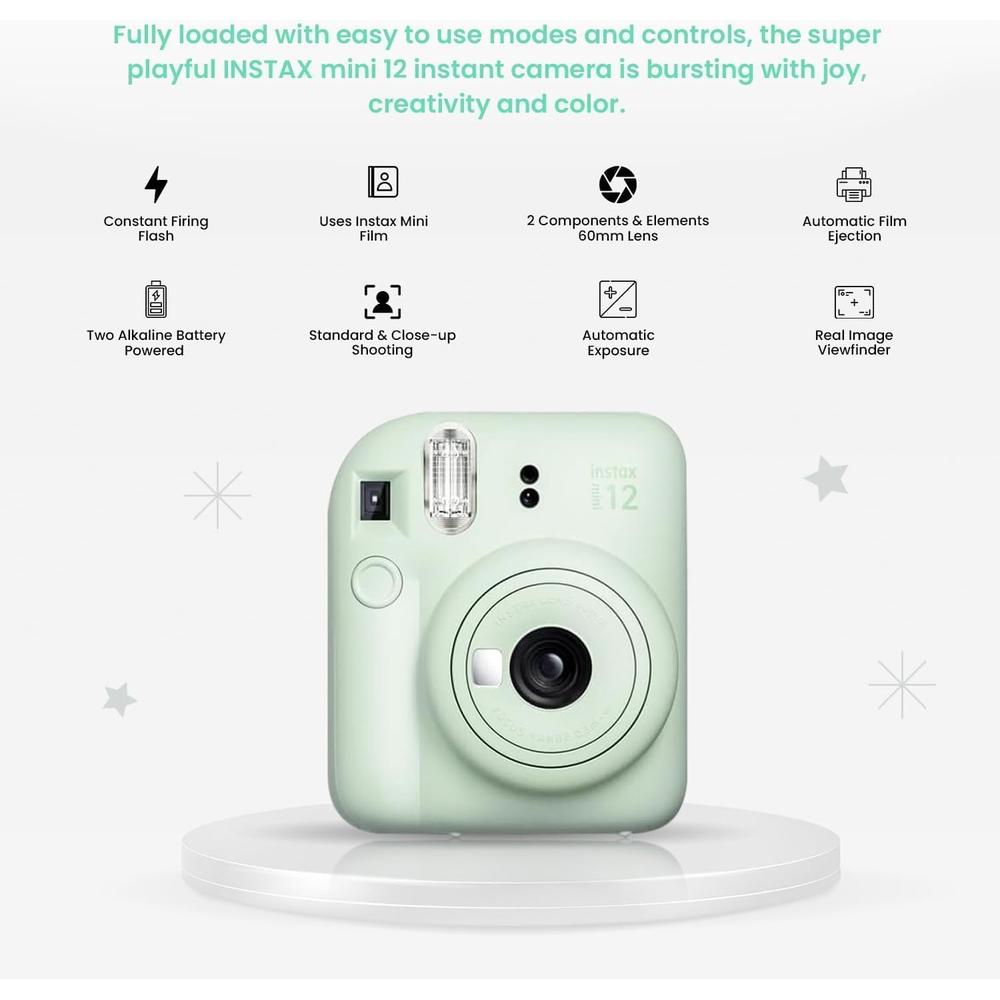 CÁMARA FUJIFILM INSTANTÁNEA INSTAX MINI 12 C/ESTUCHE ÁLBUM Y ACC. SET 4 PZS | VERDE MENTA - 4