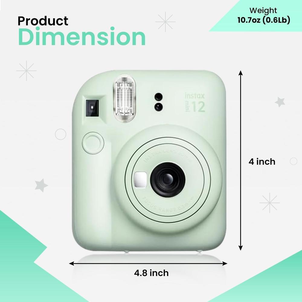 CÁMARA FUJIFILM INSTANTÁNEA INSTAX MINI 12 C/ESTUCHE ÁLBUM Y ACC. SET 4 PZS | VERDE MENTA - 5