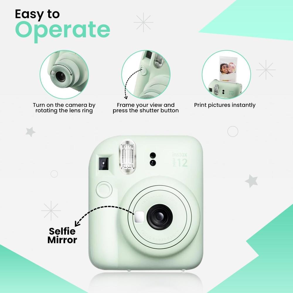 CÁMARA FUJIFILM INSTANTÁNEA INSTAX MINI 12 C/ESTUCHE ÁLBUM Y ACC. SET 4 PZS | VERDE MENTA - 6