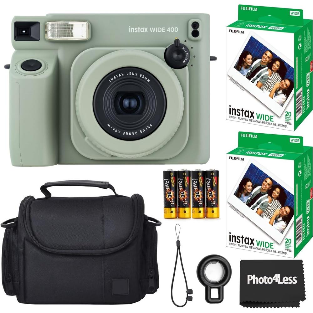 CÁMARA FUJIFILM INSTANTÁNEA INSTAX WIDE 400 C/40 HOJAS Y ESTUCHE SET 3 PZS | VERDE SAGE - 1