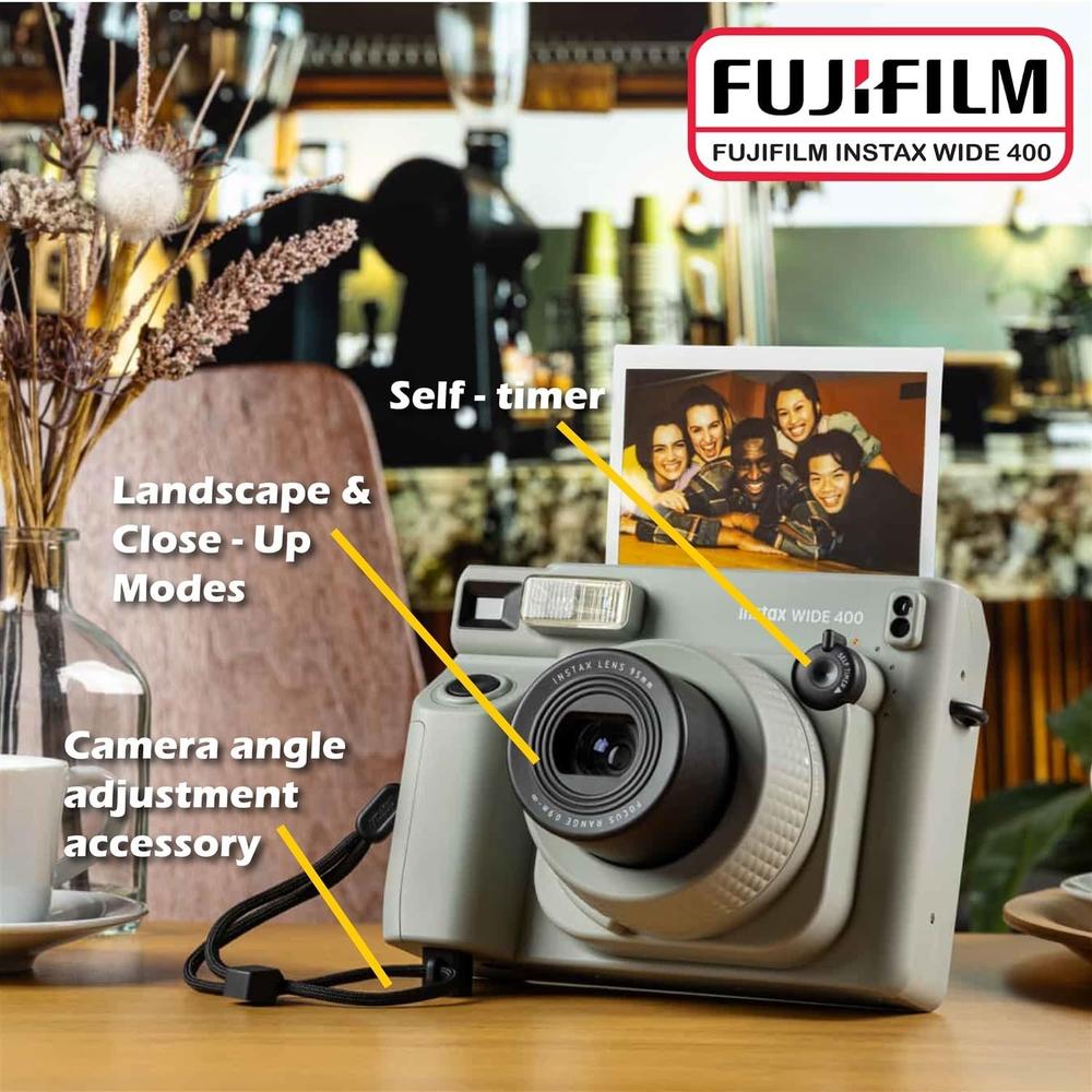 CÁMARA FUJIFILM INSTANTÁNEA INSTAX WIDE 400 C/40 HOJAS Y ESTUCHE SET 3 PZS | VERDE SAGE - 4