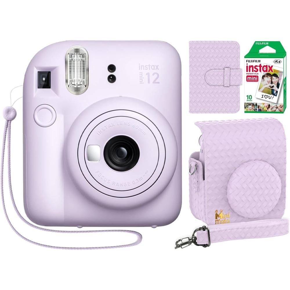 CÁMARA FUJIFILM INSTANTÁNEA INSTAX MINI 12 C/10 HOJAS ESTUCHE MINIMATE Y ÁLBUM SET 4 PZS | MORADO LILAC - 1