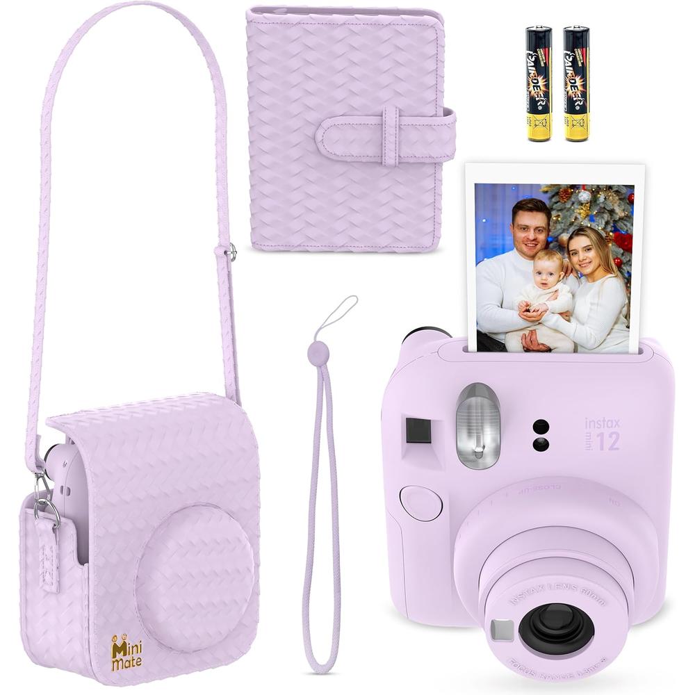 CÁMARA FUJIFILM INSTANTÁNEA INSTAX MINI 12 C/10 HOJAS ESTUCHE MINIMATE Y ÁLBUM SET 4 PZS | MORADO LILAC - 2