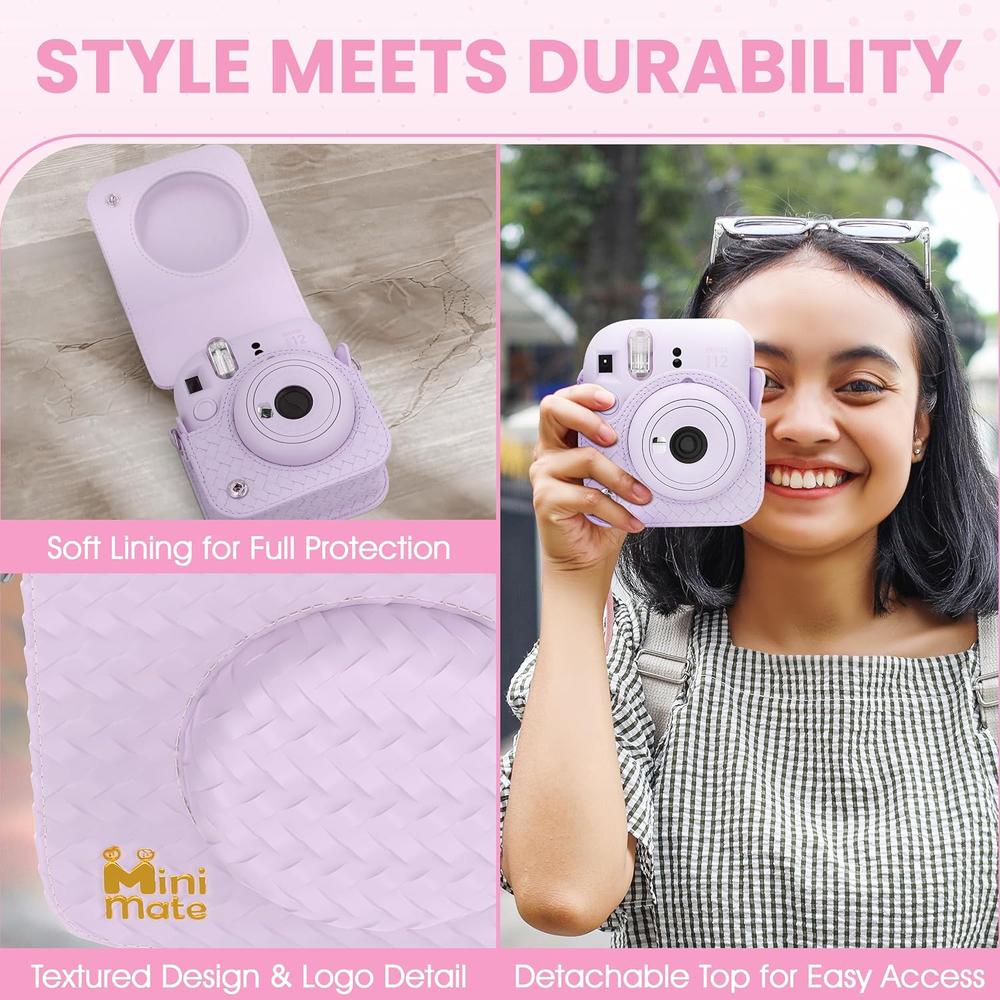 CÁMARA FUJIFILM INSTANTÁNEA INSTAX MINI 12 C/10 HOJAS ESTUCHE MINIMATE Y ÁLBUM SET 4 PZS | MORADO LILAC - 6