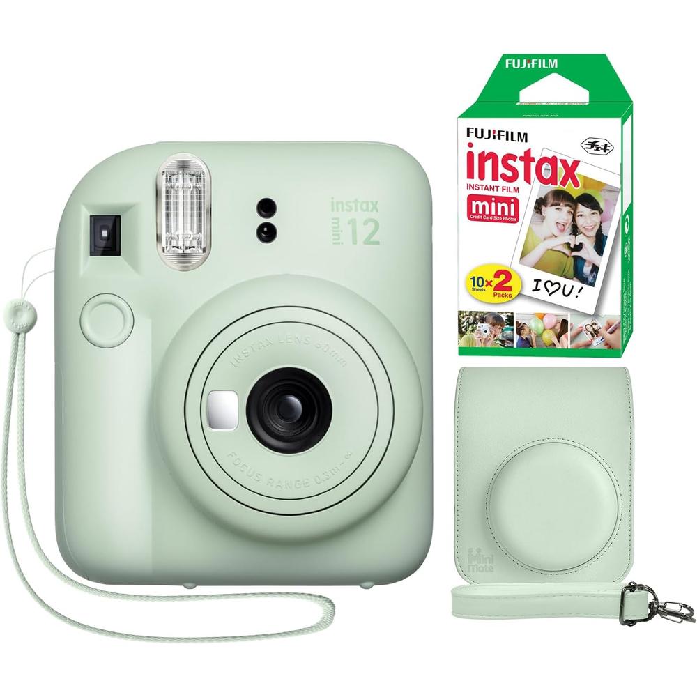 CÁMARA FUJIFILM INSTANTÁNEA INSTAX MINI 12 C/20 HOJAS ESTUCHE MINIMATE SET 3 PZS | VERDE MENTA - 1