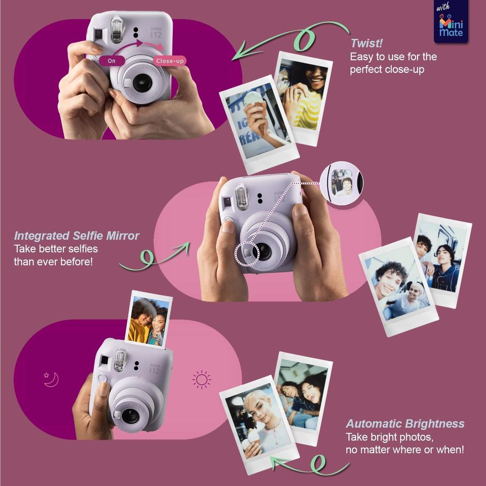 CÁMARA FUJIFILM INSTANTÁNEA INSTAX MINI 12 C/20 HOJAS ESTUCHE MINIMATE SET 3 PZS | VERDE MENTA - 3