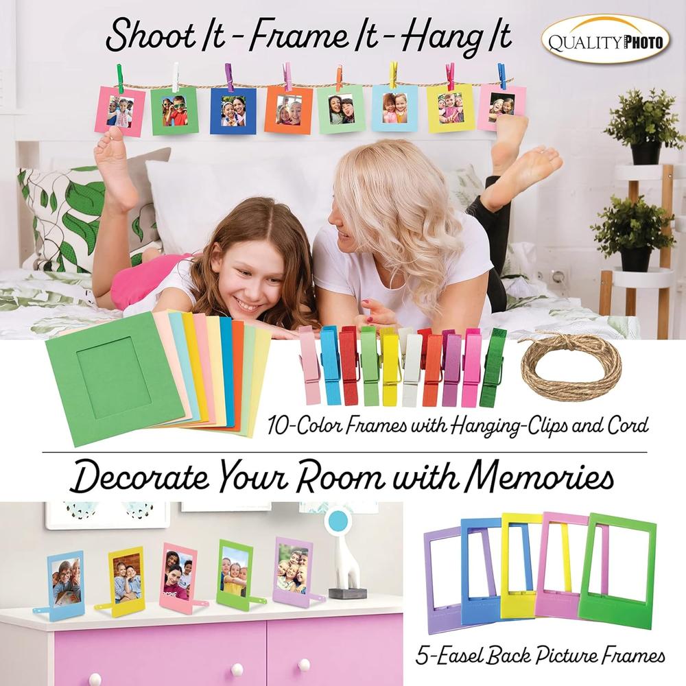 CÁMARA FUJIFILM INSTANTÁNEA INSTAX MINI 12 C/60 HOJAS ESTUCHE STICKERS MARCOS Y ÁLBUM SET 6 PZS | AZUL PASTEL - 5