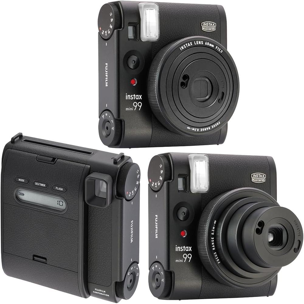 CÁMARA FUJIFILM INSTANTÁNEA INSTAX MINI 99 C/20 HOJAS ESTUCHE ÁLBUM Y PAÑO SET 5 PZS | NEGRO - 2