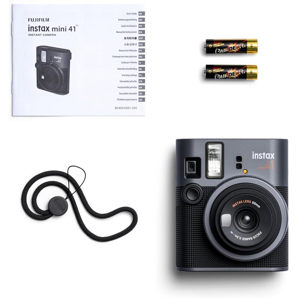 CÁMARA FUJIFILM INSTANTÁNEA INSTAX MINI 41 C/40 HOJAS ESTUCHE VINTAGE ÁLBUM Y ACC. SET 5 PZS | NEGRO VINTAGE - 6