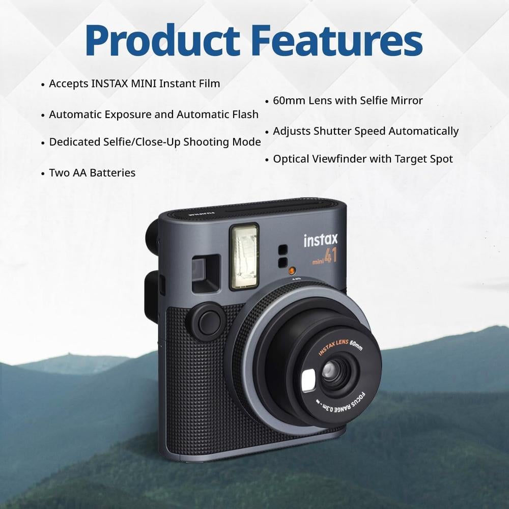 CÁMARA FUJIFILM INSTANTÁNEA INSTAX MINI 41 C/5 TWIN PACKS SET 6 PZS | NEGRO - 3