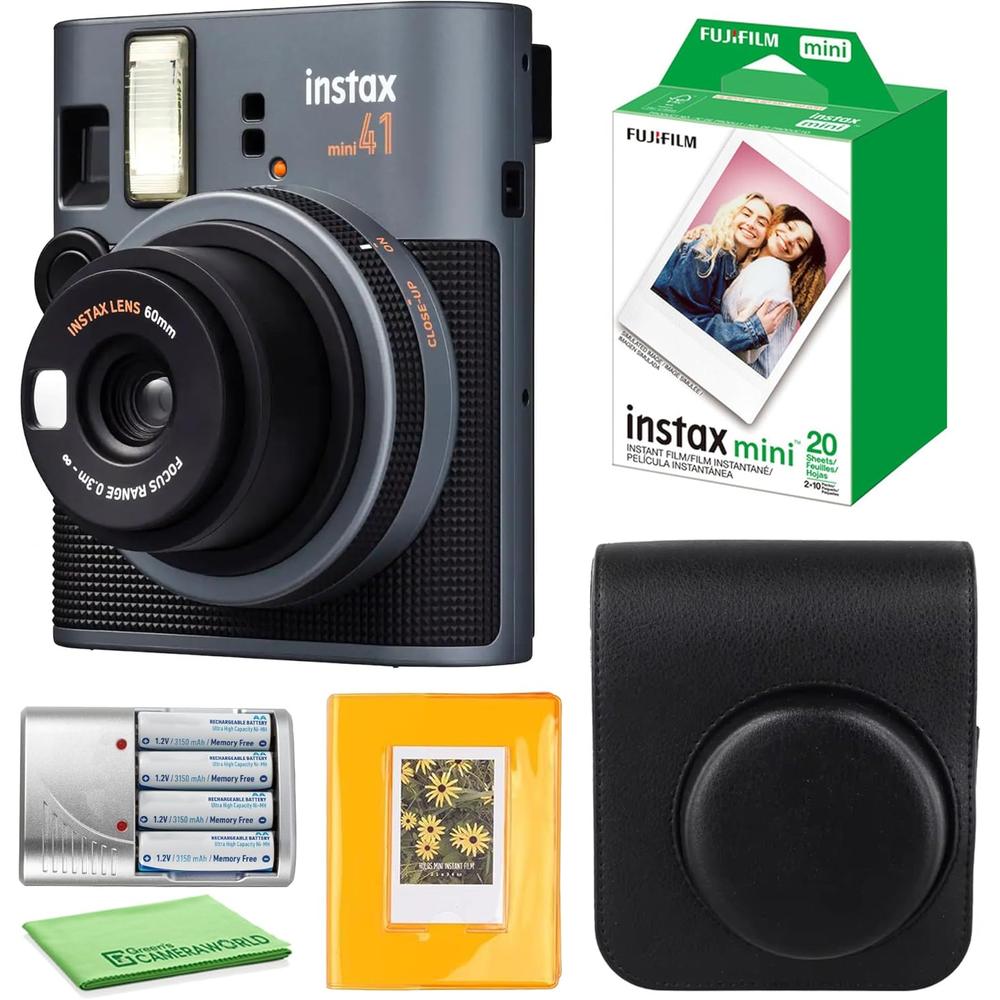 CÁMARA FUJIFILM INSTANTÁNEA INSTAX MINI 41 C/20 HOJAS ÁLBUM Y ESTUCHE SET 4 PZS | NEGRO - 1