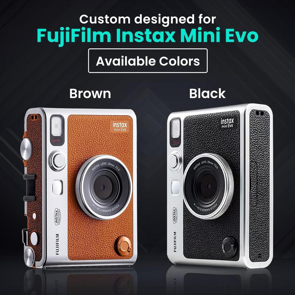 CÁMARA FUJIFILM HÍBRIDA INSTAX MINI EVO C/20 HOJAS MEMORIA 32 GB ESTUCHE TRÍPODE Y PAÑO SET 6 PZS | NEGRO - 6
