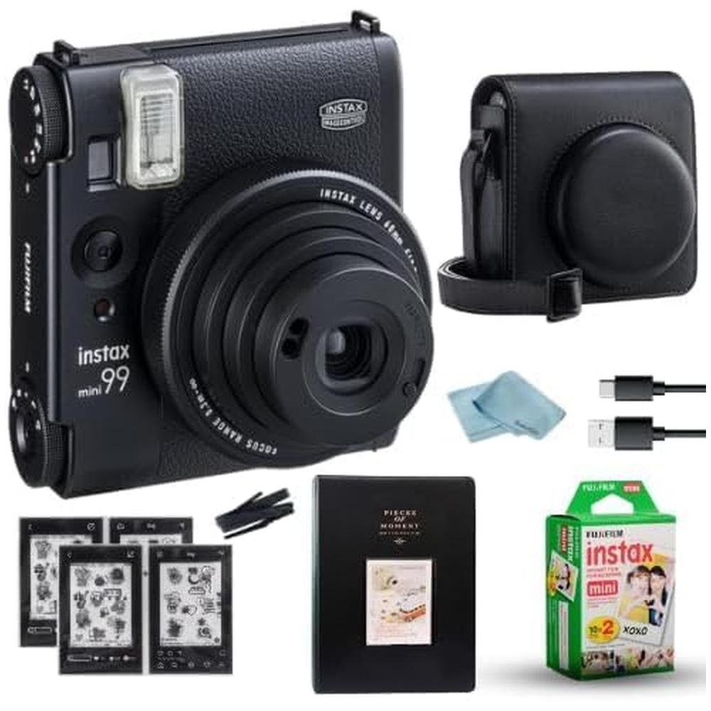 CÁMARA FUJIFILM INSTANTÁNEA INSTAX MINI 99 C/20 HOJAS ESTUCHE ÁLBUM Y ACC. SET 5 PZS | NEGRO - 1