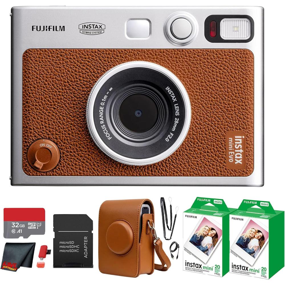 CÁMARA FUJIFILM HÍBRIDA INSTAX MINI EVO C/40 HOJAS MEMORIA 32 GB Y ESTUCHE - 1