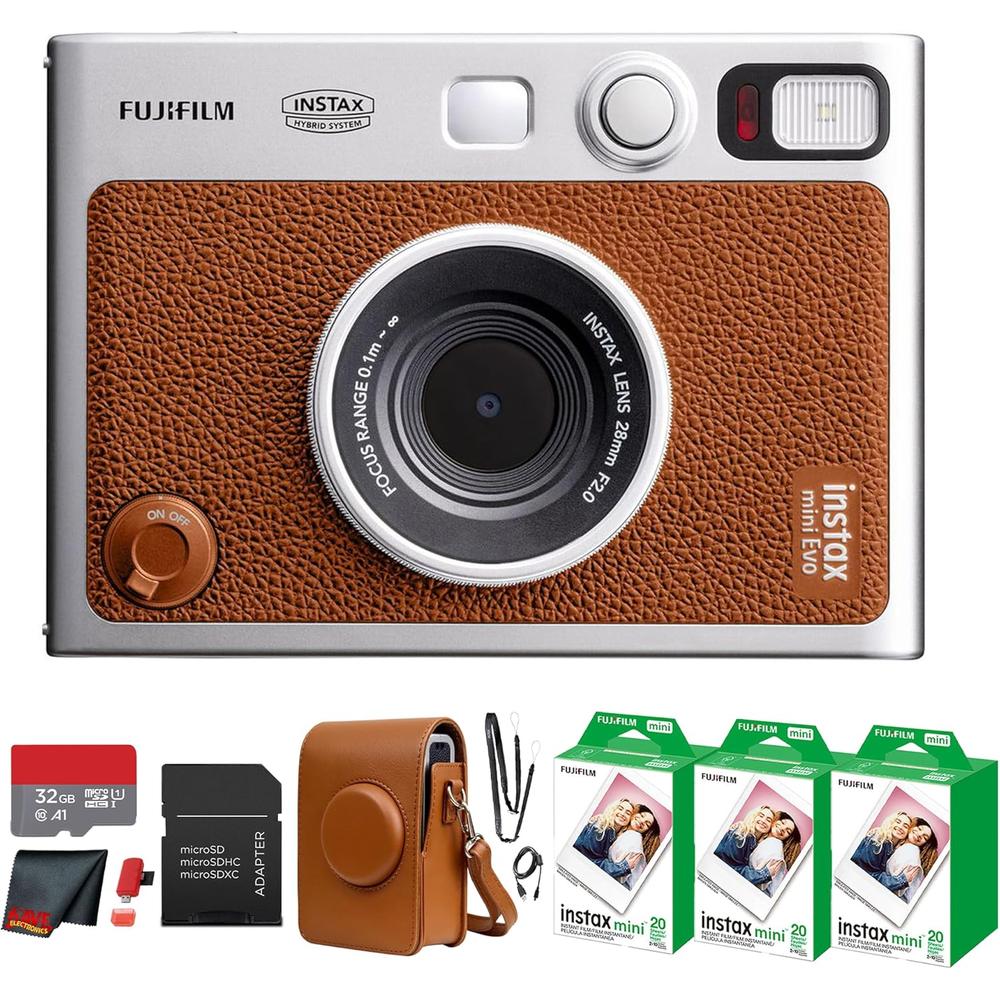 CÁMARA FUJIFILM HÍBRIDA INSTAX MINI EVO C/60 HOJAS MEMORIA 32 GB Y ESTUCHE - 1