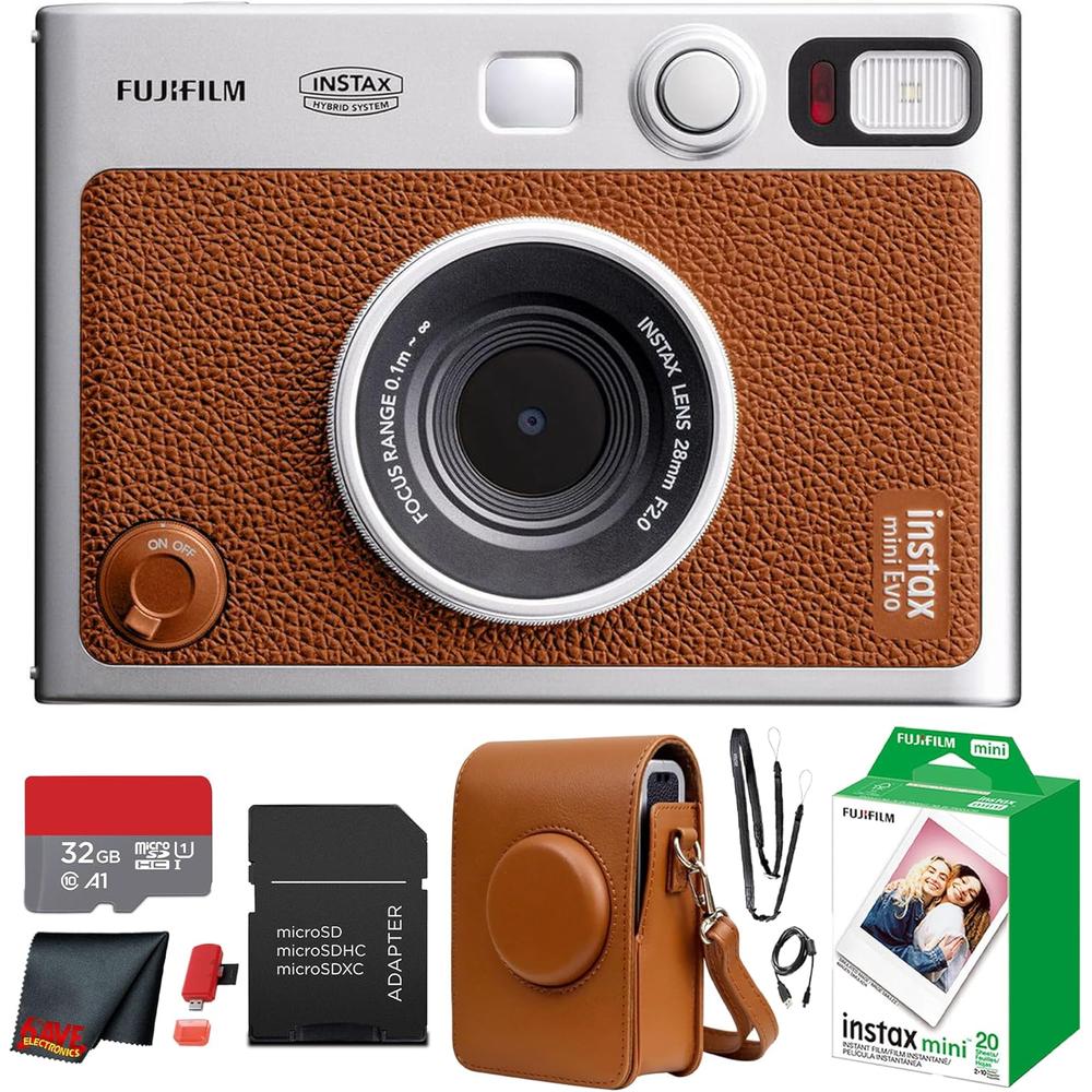 CÁMARA FUJIFILM HÍBRIDA INSTAX MINI EVO C/20 HOJAS MEMORIA 32 GB Y ESTUCHE - 1